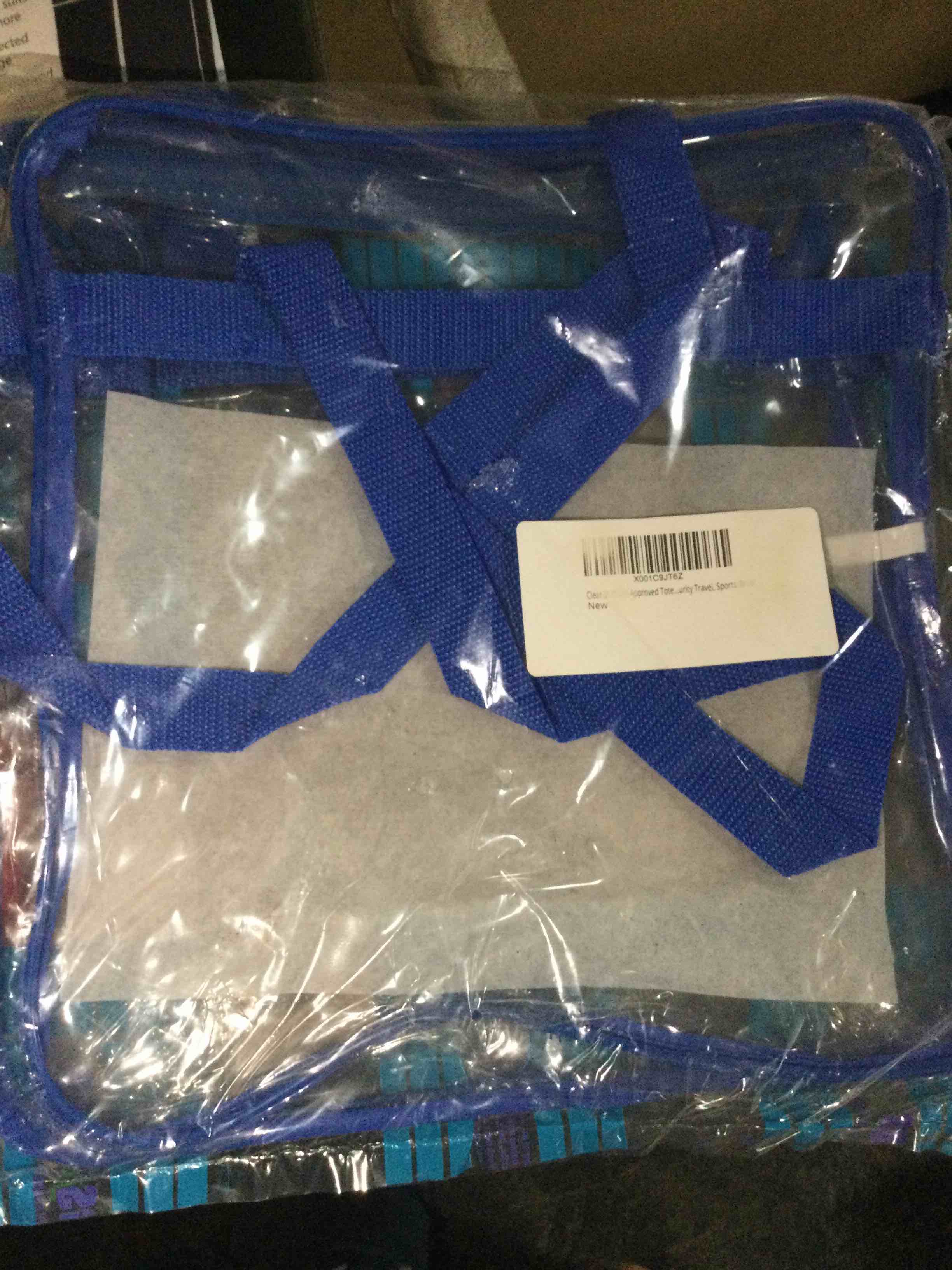 clear/blue stadium approved tote travel bag 
