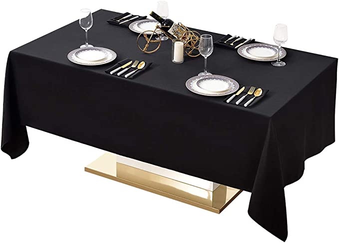 Surmente Table Cloth 60 x 102-Inch Rectangular Polyester Tablecloth for Weddings, Banquets, or Restaurants (Black) 