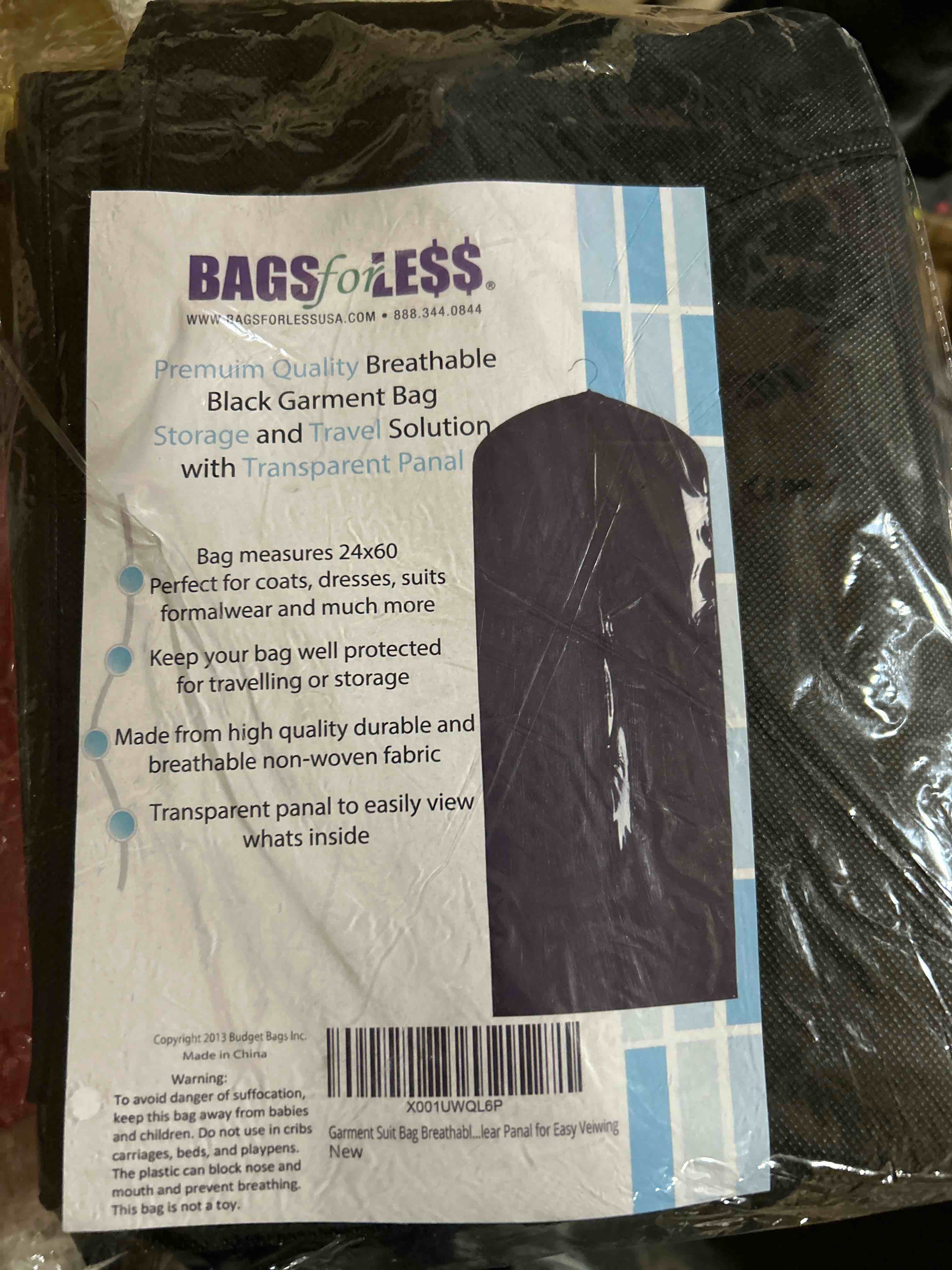 premium quality breathable black garment bag