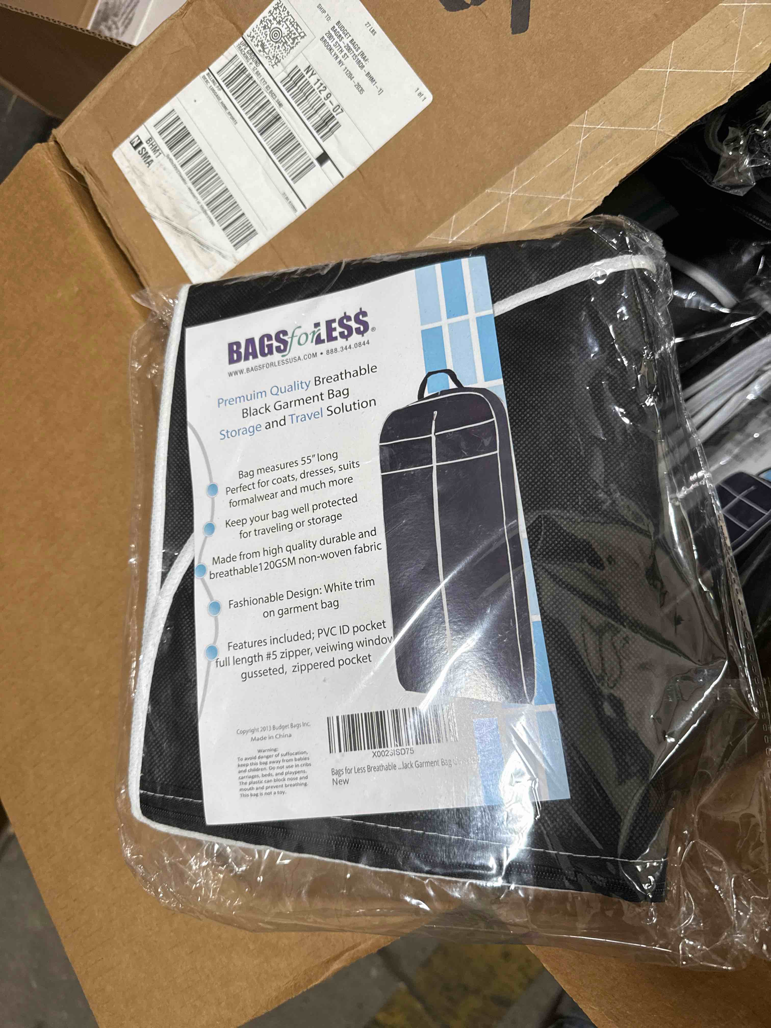 Premium quality, breathable, black garment bag