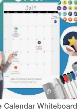 Lush Leaf Large Calendar Whiteboard for Wall, 24" x 36" - Dry Erase, Undated, Monthly, Reusable - Jumbo Wall Calendar for Home, Office & Classroom, Includes Markers, Eraser & Accessories