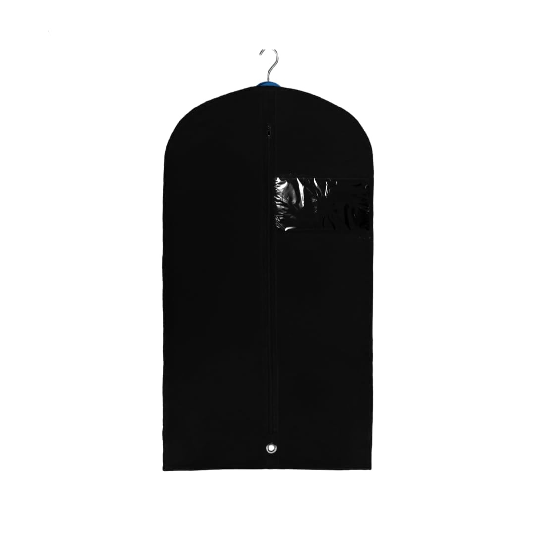 [Set of 2] Black Garment Bag for Travel and Storage, Breathable with Zipper and Eye-Hole, Carry Handles 26 inch x 42 inch x 5 inch