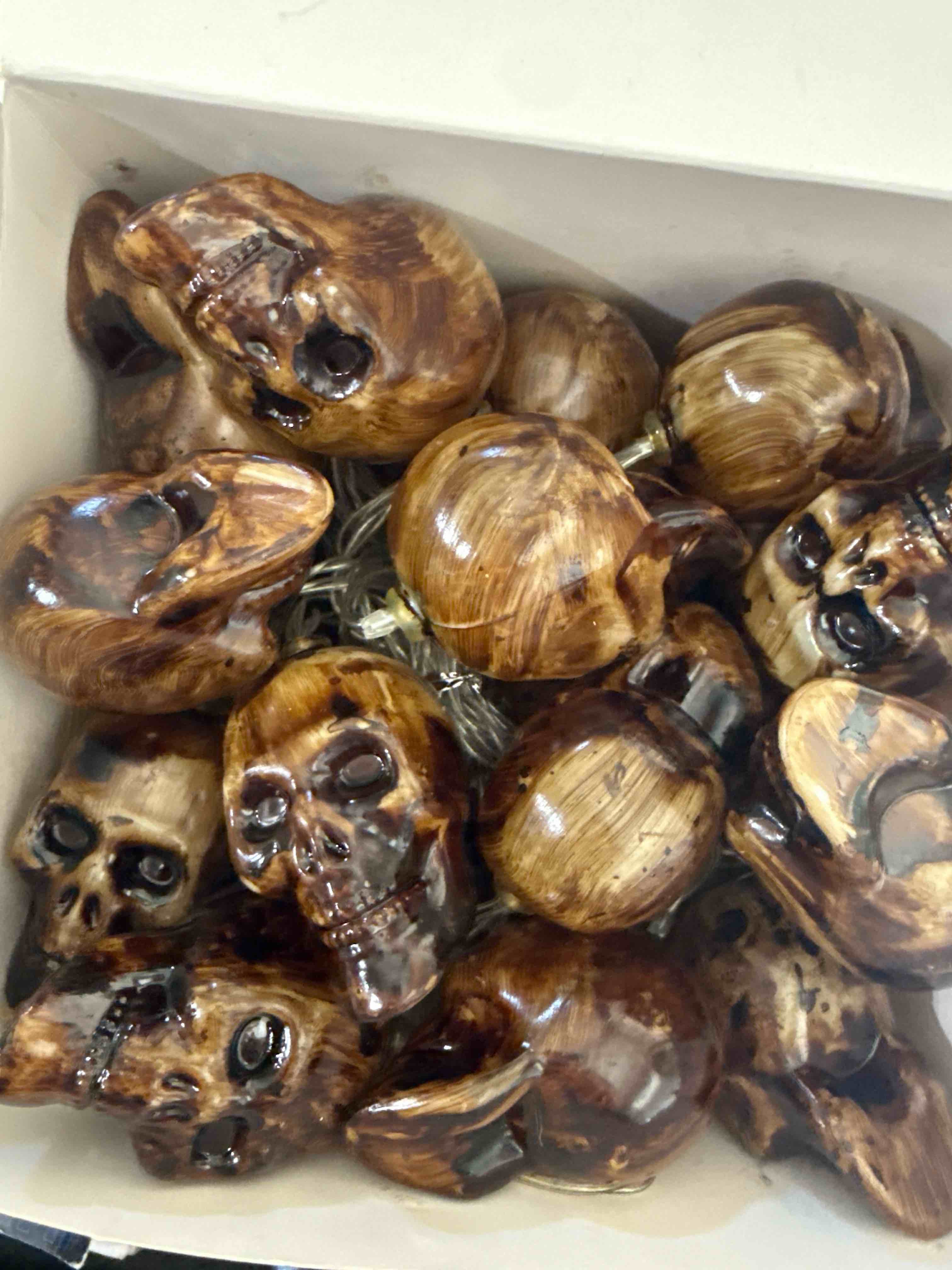 Condition photo showing Brand New for 16.4 ft illuminated skull string lights 