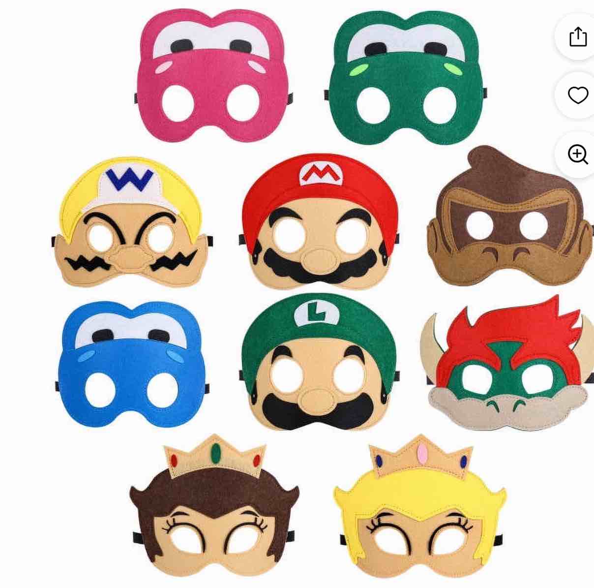 ParkAve 10Pcs Felts Masks for Mario Themed Party Supplies Birthday Party Favor Dress Up and Cosplay!