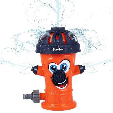 iBaseToy Fire Hydrant Sprinkler for Kids, Sprays Up to 8 Ft, Water Sprinkler Toys for Children Toddlers Boys Girls Dogs, Spray Water Toy for Backyard Lawn Yard Outdoor Play