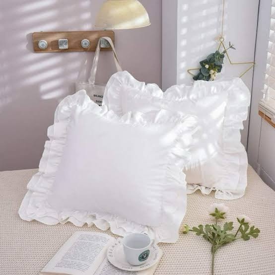 TEALP White Decorative Ruffle Euro Shams - 100% Cotton 26x26 White Ruffled Pillow Covers Wedding Kneeling Pillows with Shabby Ruffles, Set of 2