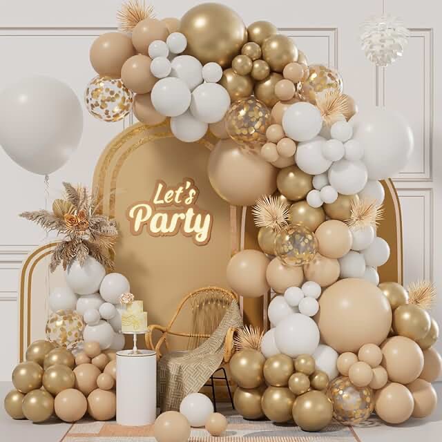 Balloon Arch Garland Kit Gold & White 