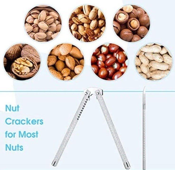 Condition photo showing New/Like New for Benver 12 Pieces Nut Cracker Set Nutcracker and Pick Stainless Steel Opener Walnut Pecan Tool Seafood Crackers Lobster Crab Pliers for Hazelnut Almond Oysters