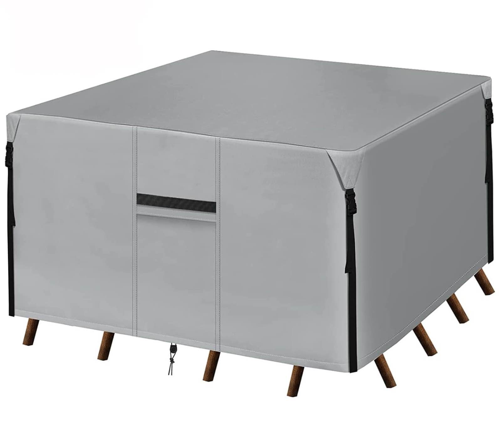 PTEROMY Patio Fire sPit Table Cover, Heavy Duty 600 D Canvas Outdoor Waterproof Fireplace Cover (Pewter Gray, Square, 44")