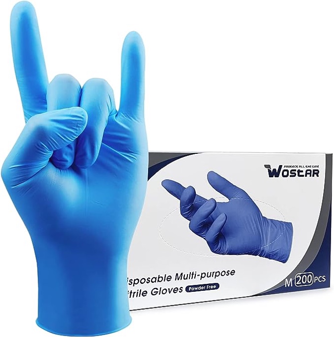 WOSTAR NITRILE DISPOSABLE GLOVES 4MIL DARK BLUE LARGE