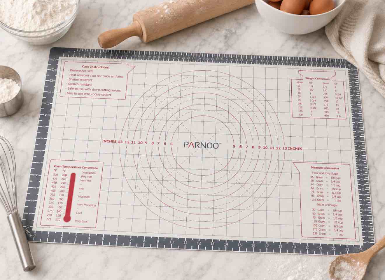 Tempered Glass Baking Mat Cutting Board with Measurements of 24”x 14” 