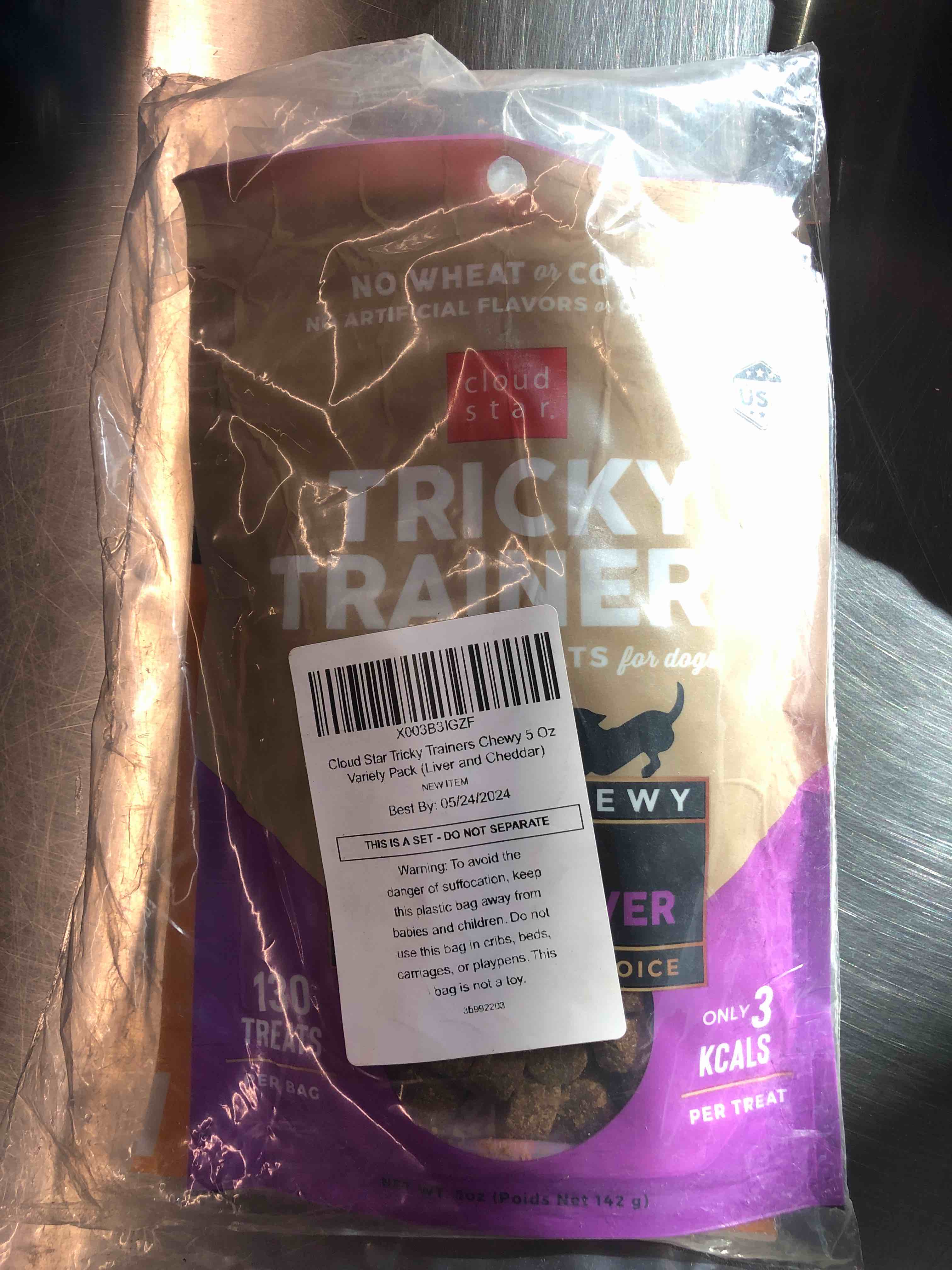 Cloud Star Chewy Tricky Trainers Flavor Variety Dog Treats Bundle: (1) Cloud Star Chewy Tricky Trainers Cheddar Flavor, (1) Cloud Star Chewy Tricky Trainers Liver Flavor, 5oz Bags