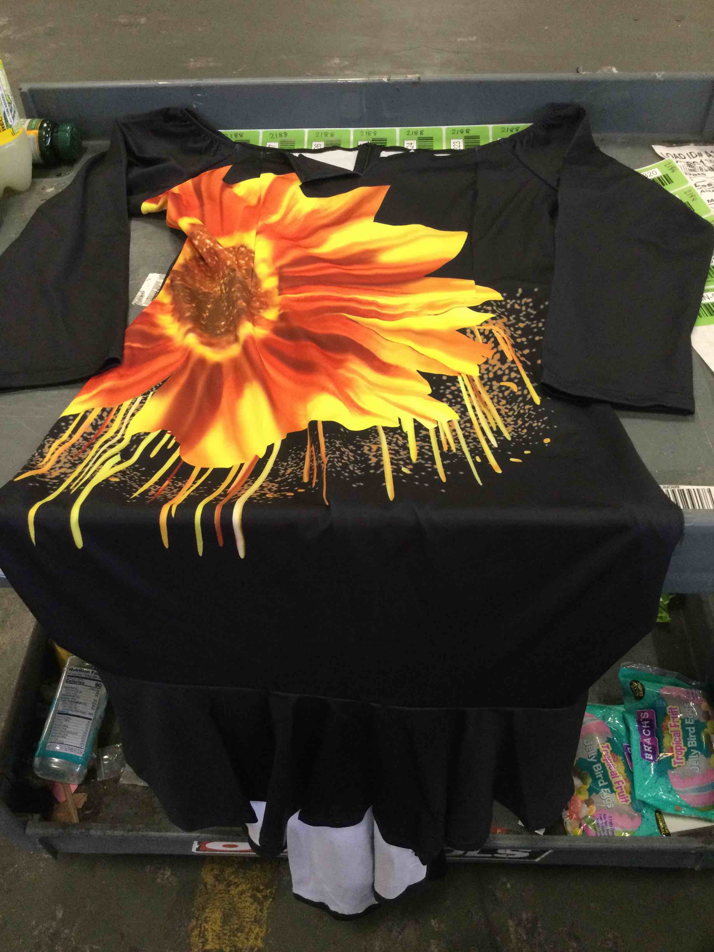 Womens Black Formal Dress for Party, Cocktail Dress, Sunflower, 2XL