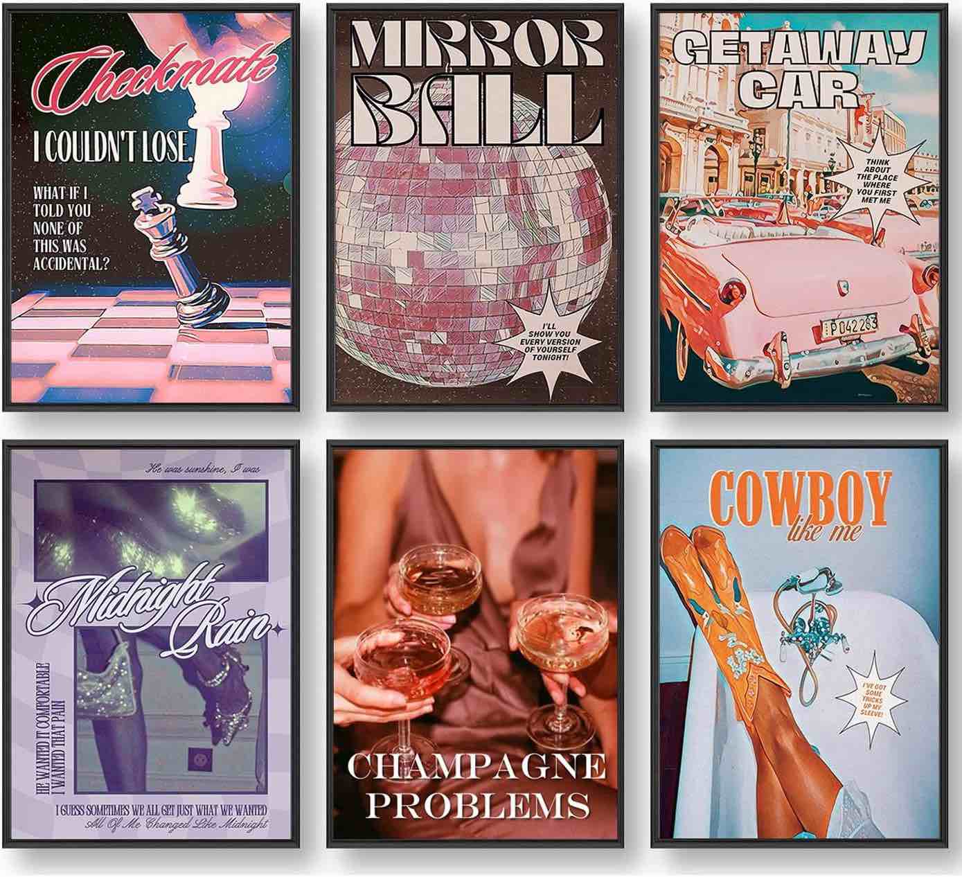 ZJNB Country Music Pop Singers Poster,  Music Posters Set of 6, 8 in x 10 in, Unframed