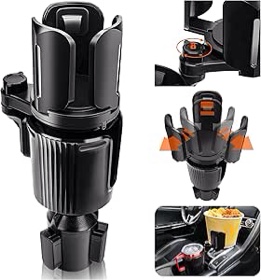 Car Cup Holder Expander, Adjustable Cup Holder Expander for Car with Non-Slip Coaster, Large Cup Holder Extender Adapter with Base Expandable Insert, Fits Less Than 5" Bottles & Foods