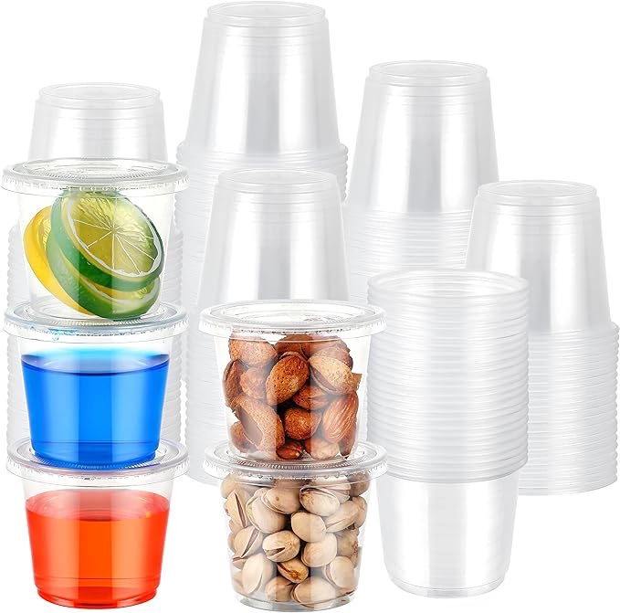 2000 Sets Plastic Portion Cups with Lids Bulk Small Clear Plastic Containers Stackable Souffle Condiment Cups Airtight Mini Food Storage for Dipping Sauce Salad Dressings Party