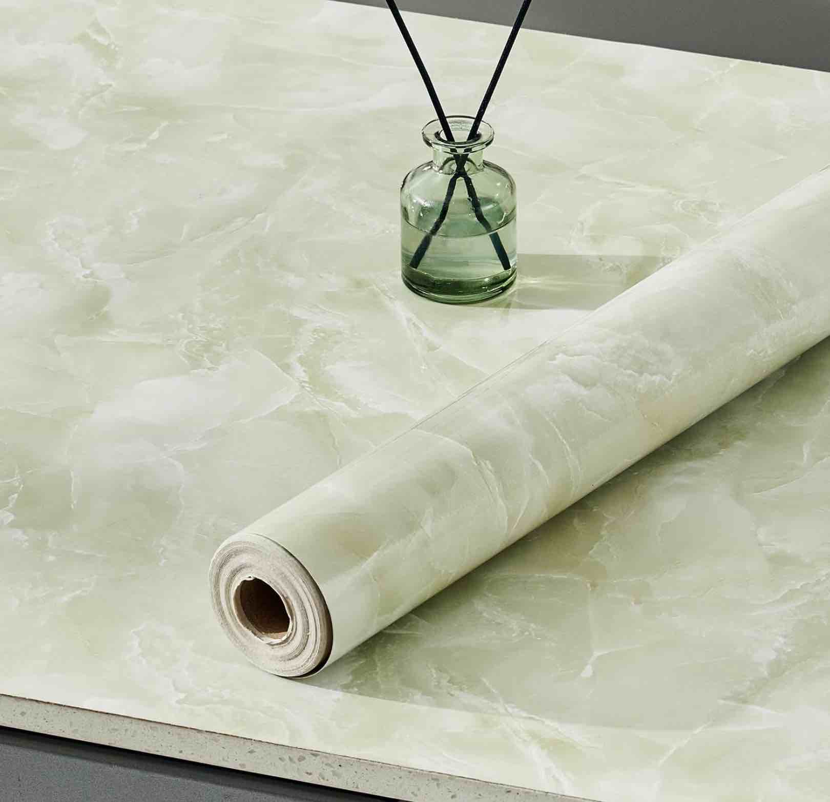 LONGYONG Marble Contact Paper Peel and Stick Wallpaper for Bedroom Contact Paper for Countertops Kitchen Cabinets Drawers Bathroom Self Adhesive Removable Counter Top Waterproof 17.7x197inches Green Marble 17.7"x197" Pack of 2 