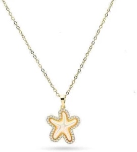 Gold Women’s starfish necklace pendant 