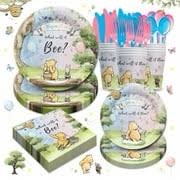 Serves 24 Guests - Winnie The Pooh Baby Shower Gender Reveal Tableware and Tableware