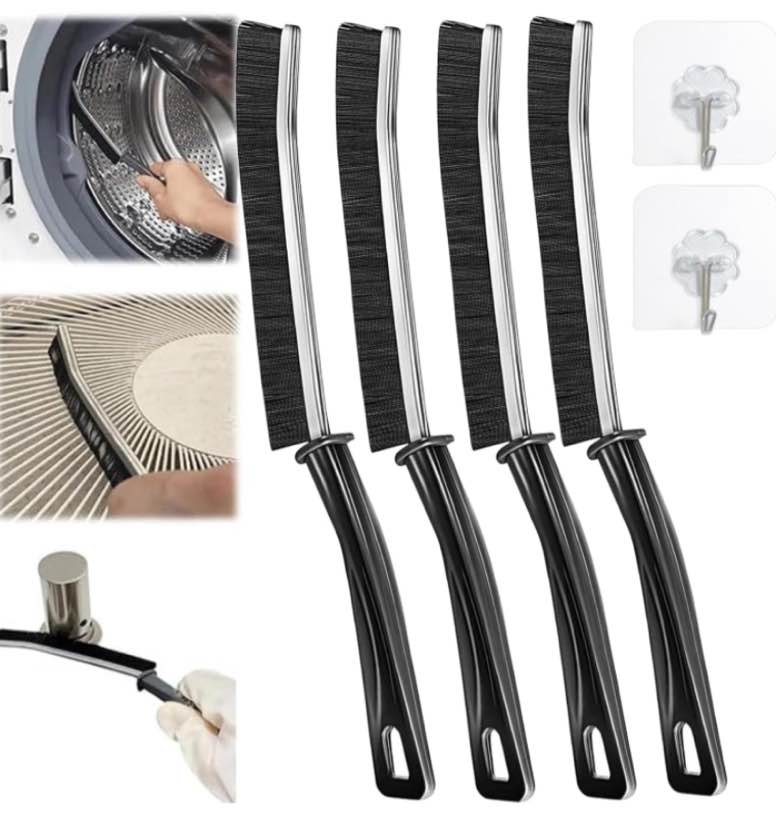 4pcs Hard Bristle Crevice Cleaning Brush, Gap Crevice Cleaning Brush Dead Corners Small Cleaning Brush Tool, for Bathroom Kitchen Tiles Window Slots Track Deep Cleaning Brush Supplies (Black)