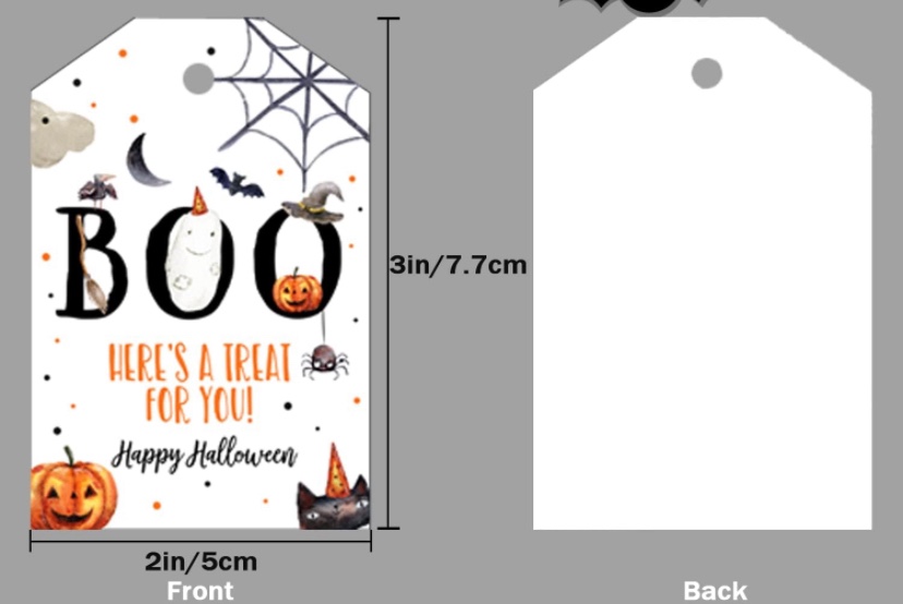 STEFORD Halloween Paper Tags, 50 PCS Halloween Paper Gift Wrapping Hanging Tags(10 Designs)