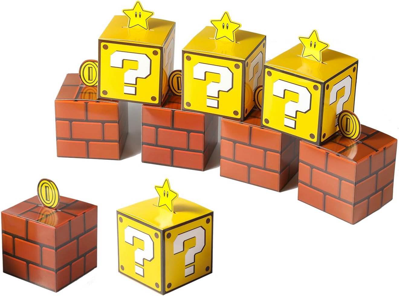 ZEZGERS Super Theme Question Treat Boxes Snack Goody Cardboard Bag Gift Giving Birthday Party Favors Decorations Supplies, Classroom Rewards Prizes Goody Bag Treat Bag Stuff(24PCS)