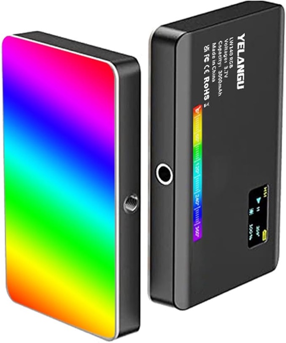 YELANGU Mini RGB LED Video Light Panel, Dimmable Spotlights for Camera Lighting and Video Recording, 2500-9000K Adjustable Color Temperature with Integrated 3000mAh Battery