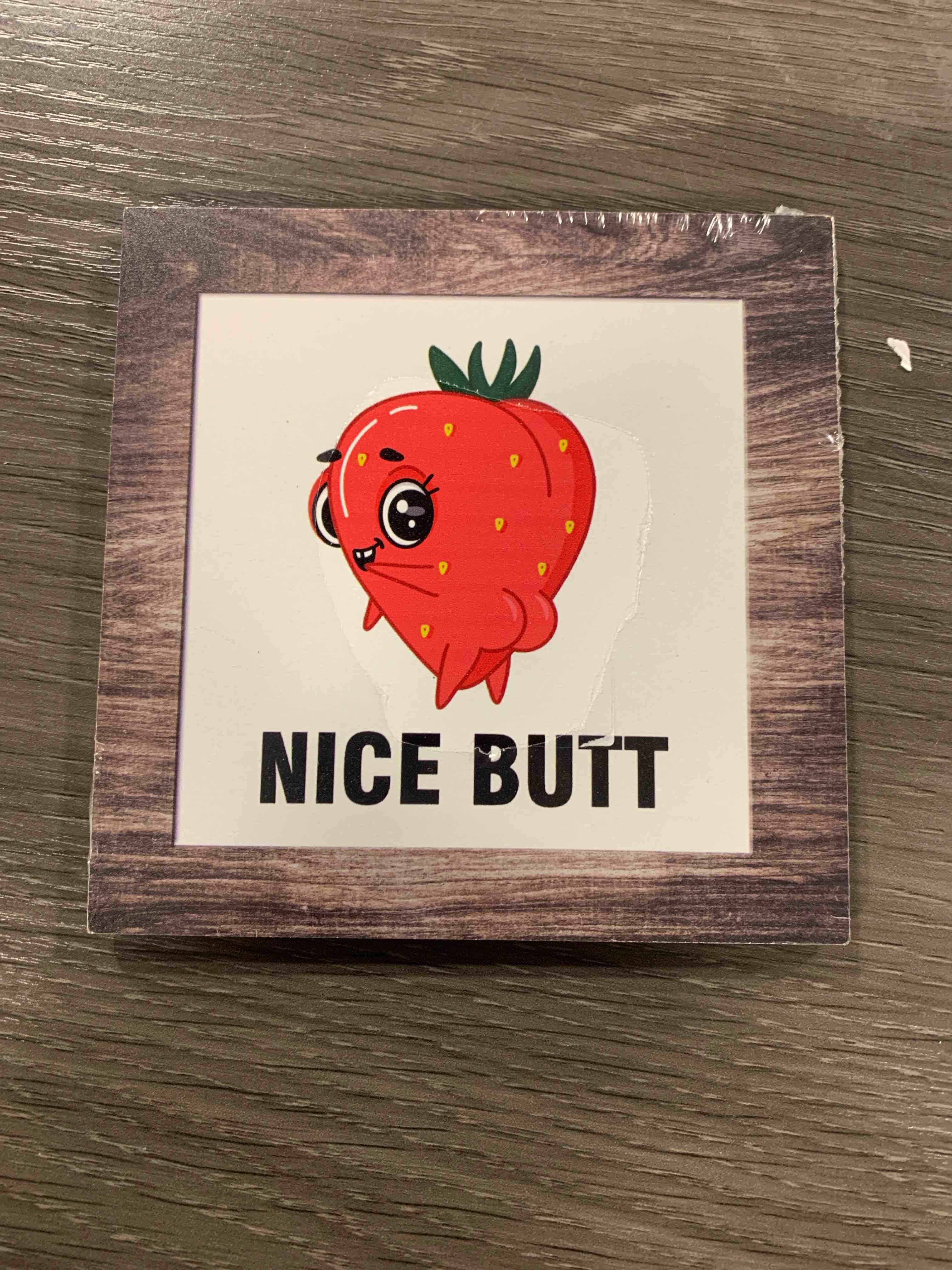 Funny Bathroom Signs Decor, Farmhouse Wooden Box Sign Wall Decor Art, 6" Square Nice Butt