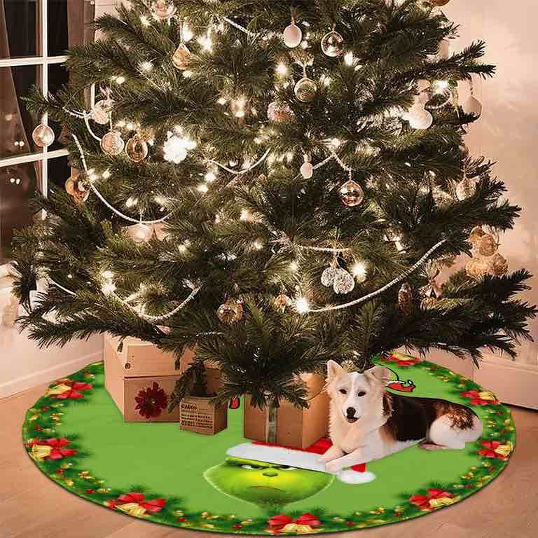 Christmas Tree Skirt, 48 Inch Polyester Christmas Tree Skirt with Stylish Design for Holiday Decorations, Perfect for New Year and Thanksgiving Day Tree Decor, Premium Quality Tree Skirt