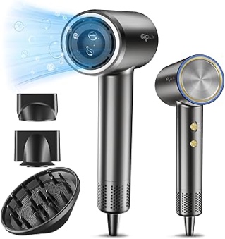 Hair Dryer with Diffuser - Negative Ionic Blow Dryer with 110, 000 RPM Brushless High-Speed Motor for Fast Drying, 1400W Low Noise Thermo-Control Hairdryer with Magnetic Nozzl