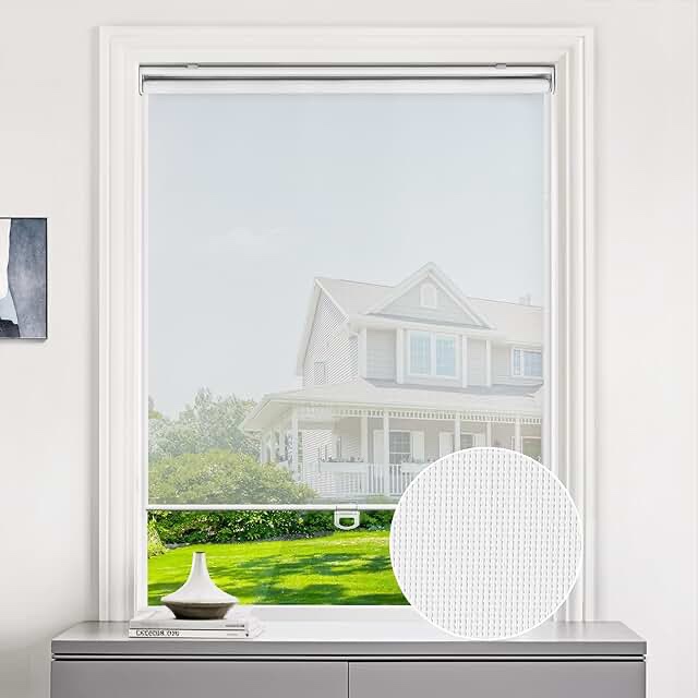 LazBlinds Cordless Roller Shades, Semi Sheer Free-Stop Light Filtering Solar Shades. UV Protection Flame Retardant Blinds for Windows. Perfect for Living Room, Bedroom and Office, 26" W x 72" H, Grey Grey 26" W x 72" H (Fabric: 24 3/4'' Width)