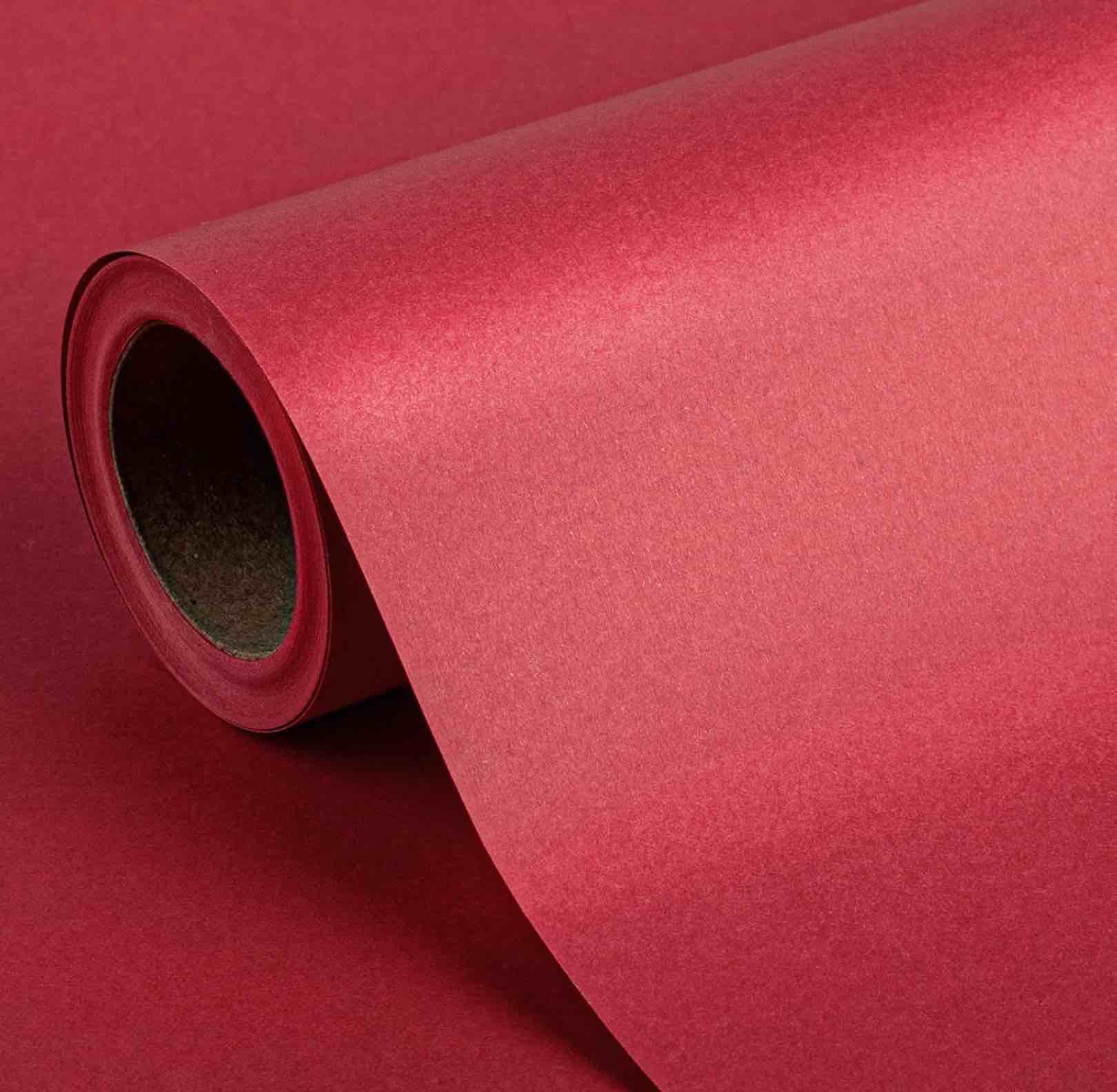 Flyhill Red Reversible Kraft Wrapping Paper Roll-30in x 32.8FT (81.78sqft)-Recyclable Gift Wrap Jumbo Roll for Valentine's Day,Bouquet Flower,Origami,Painting,Table Runner,Covering Books 30in x 32.8ft(81.78sqft) Red