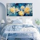 YIIJEAH LARGE ABSTRACT BLUE WALL yellow FLOWER WALL DECOR