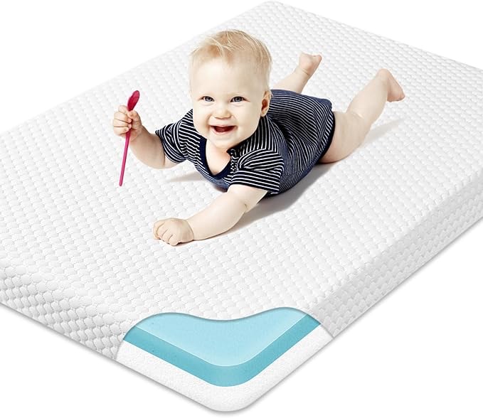 Pack and Play Mattress Pad, Pack N Play Mattresses with Removable Breathable Cover, Portable Soft & Firm Memory Foam Baby Mattress for Playpen Pack n Play, White
