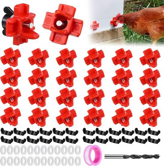 20 Pack Horizontal Chicken Waterer Nipples?Automatic Poultry Nipple Waterer with Drill Bits for Bucket Chicken Feeders, Non Leak Chicken Waterer Kit for Chicken Coop Outdoor (12)
