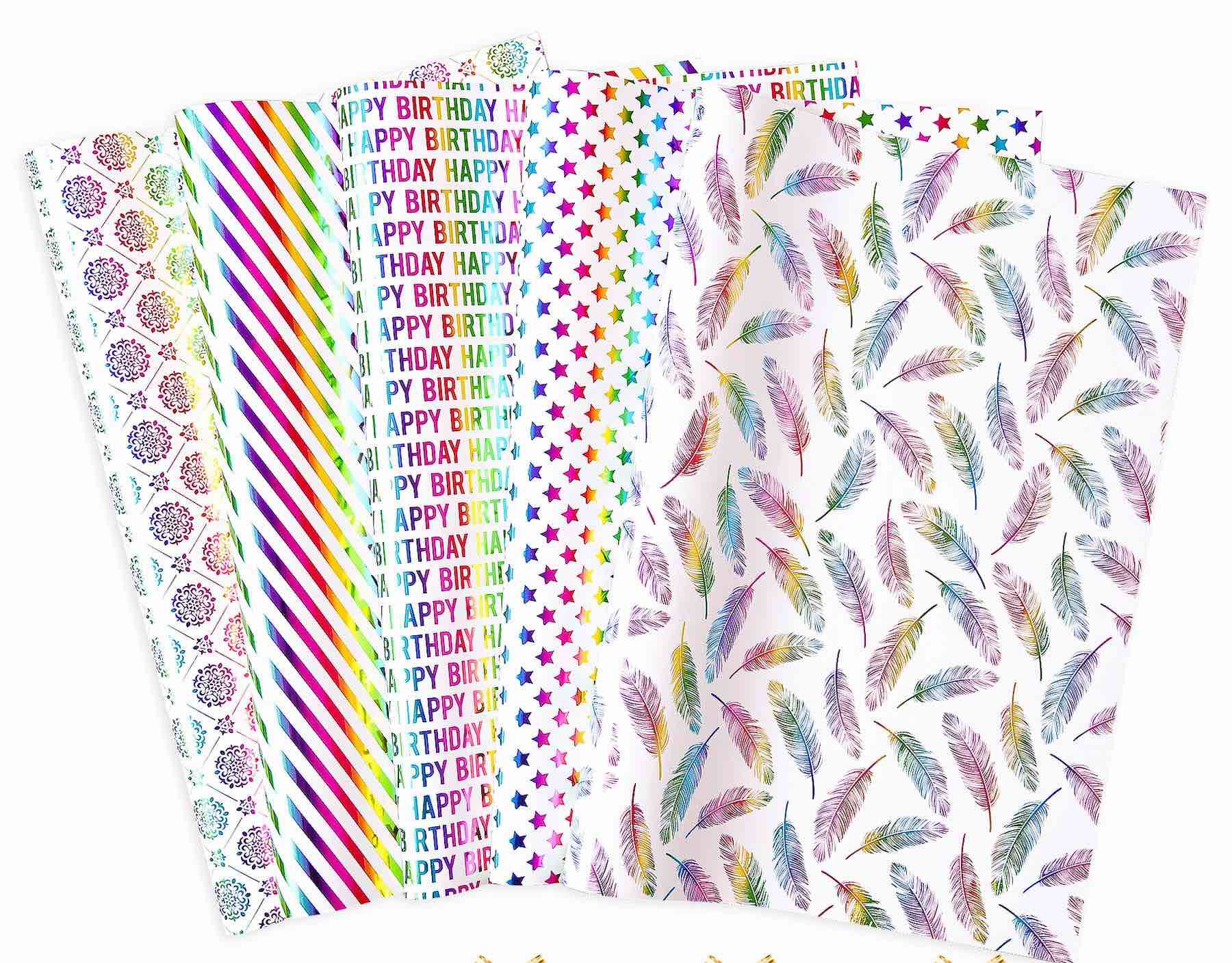 9 pcs Holographic Rainbow Packing Paper, Tissue Paper, Gift Wrap, 20”x28” per sheet