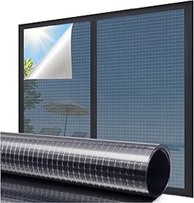 Coavas One Way Privacy Window Film,Reflective Home Glass Mirror Tint See Out Not in,Heat UV Blocking Static Cling for Office Front Door Daytime Privacy Covering, Blue-Silver,23.6x118.1 in