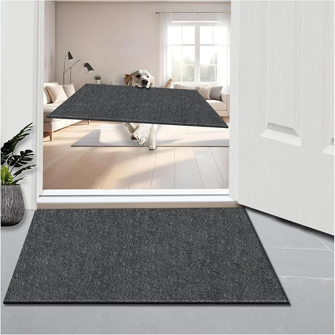 BXI Welcome Door Mats for Indoor Outdoor Entrance Floor, 2 pcs 30 x 17 x 0.4 Inch Non Slip Flat Felt Borad Front Doormats, Moisture Muddy Entryway Rugs for Patio, Garage, Dogs, Kitchen, Porch Decor