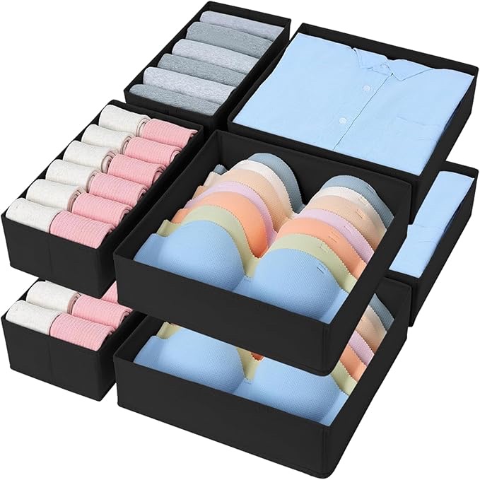 *unsure on how many*similar to stock photo*DIMJ Drawer Organizer Clothes, 8 Pack Fabric Drawer Organizer Bins, Foldable Baby Clothes Organizer & Dresser Organizer For Nursery, Clothes, Bedroom, Closet, Socks, Bra, Tie (Black)