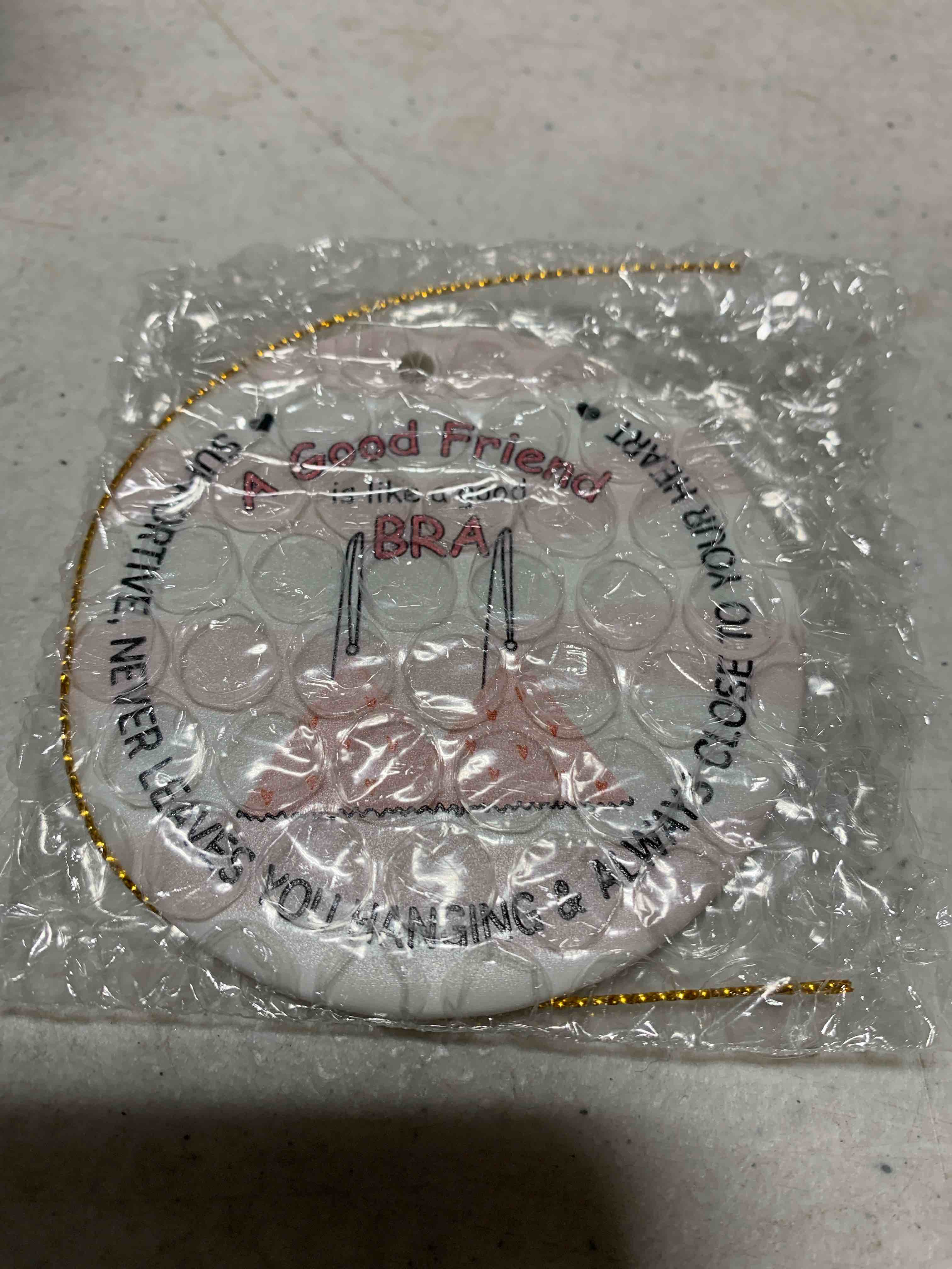 Condition photo showing New/Like New for Brand A Good Friend is Like a Good Bra - Friendship Ornament, Bra Quote (Funny)