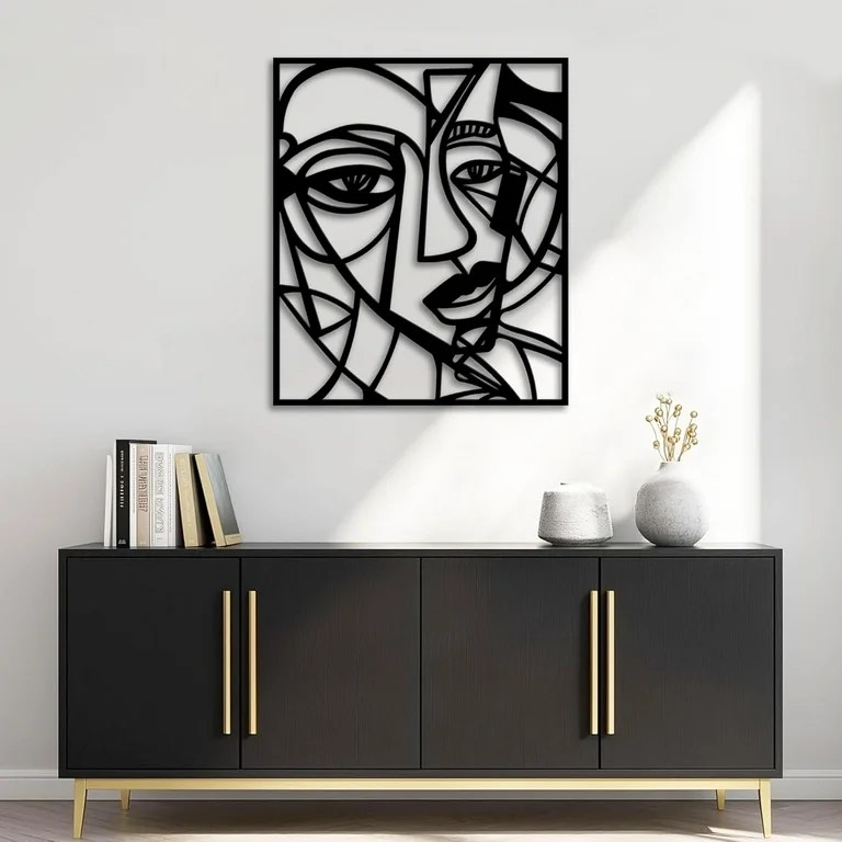 Abstract Metal Wall Art, Large Modern Minimalist Wall Sculptures Geometric Black and White Artwork for Walls Living Room Bedroom Kitchen Home Office Decor 29 x 24 In  