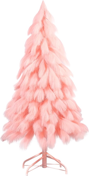 *yellow*Romantic season Handcrafted 4FT Christmas Tree, Premium Fiber Holiday Xmas Tree Branch Tips & Metal Foldable Stand for Home, Office, Party Decoration