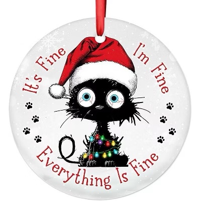 Cat Christmas Ornament, Christmas Ornaments 2025 Black Cat Christmas Decorations Acrylic 2 Side Printed Christmas Decor, Personalized Ornaments for Lovers