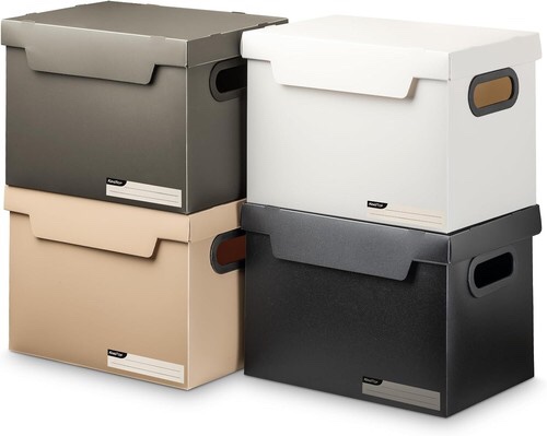 KINGTOP Compact Plastic Storage Bins with Lids– Foldable Organizer