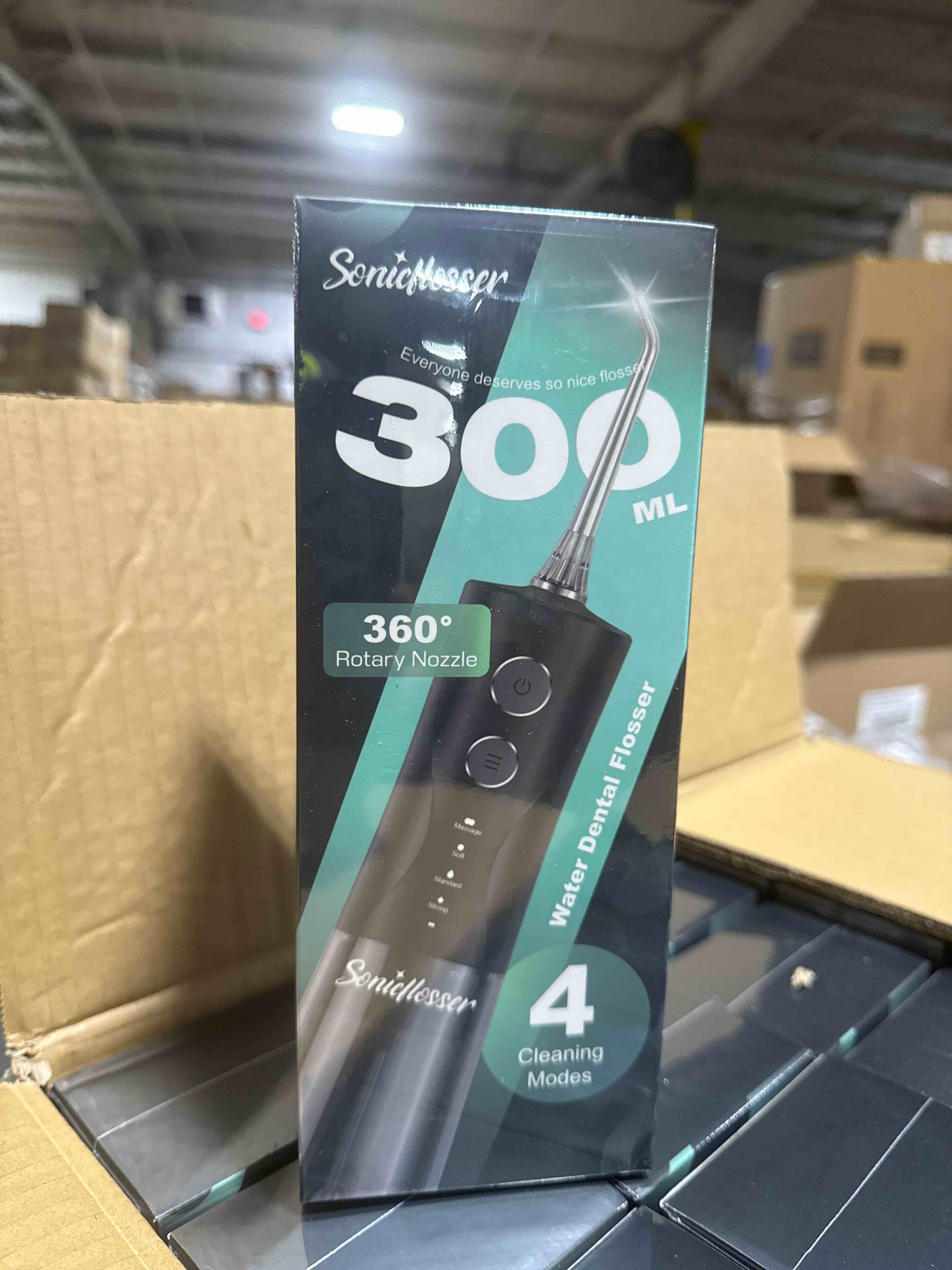 Condition photo showing New/Like New for portable water flosser for teeth pick - 4 modes & 5 tips, 300ml cordless design for home travel, ipx7 waterproof, rechargeable for ultimate clean, ideal for sensitive gums and braces bpa-free