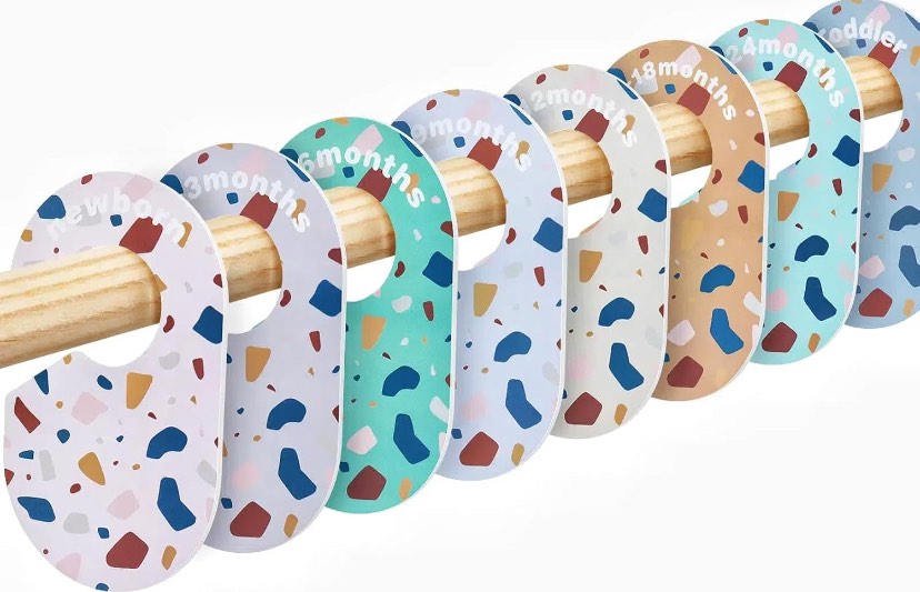 Baby Closet Dividers for Clothes Organizer - Set of 8 Double-Sided Baby Clothes Size Dividers form Newborn to Toddler for Daily Gender-Neutral Baby Nursery Decor Style 3