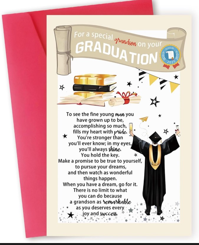 Hongshan Funny Graduation Card for Grandson,Congrats Gifts for Grandson,College Grad Card from Grandmother Grandfather,Graduation Congratulations Cards