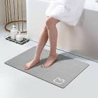 Dryova Solid Diatomite Bathroom Mat, Wave + Light Gray
