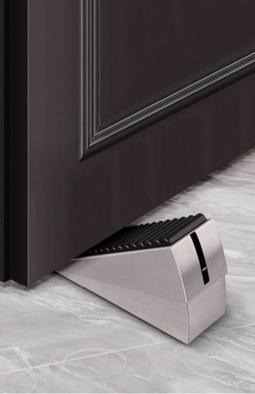 Extra Strong Grip Door Stopper - Heavy Duty Tall Metal Door Wedge with Spring Rubber Tip for Wood, Security & Office Doors (12, Black)