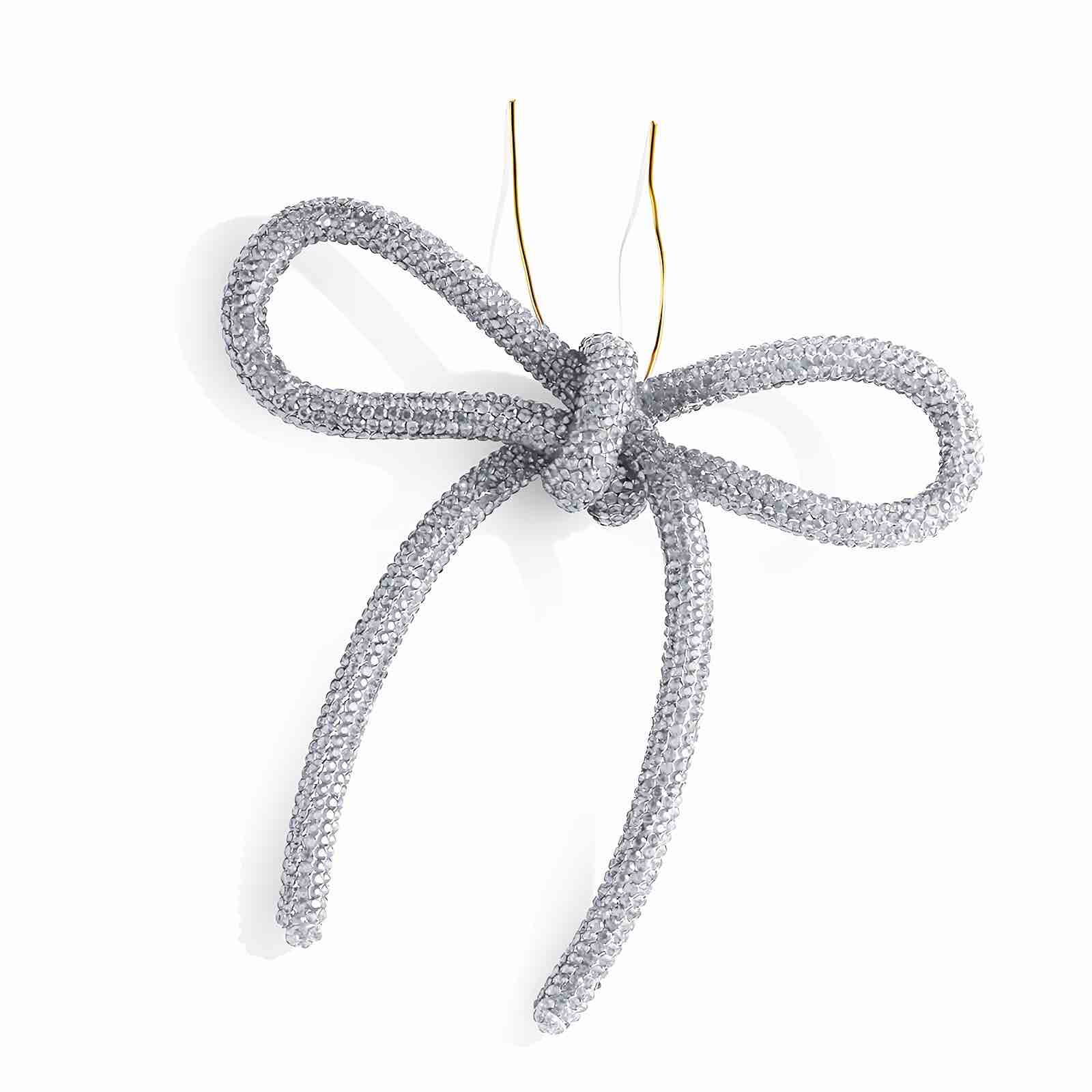 Mrchtmas Christmas Bow Ornaments 2025, 3Pcs Silver Bow Christmas Tree Ornament, Xmas Hanging Ornaments Decoration Gift for Women Family Made with Rhinestones